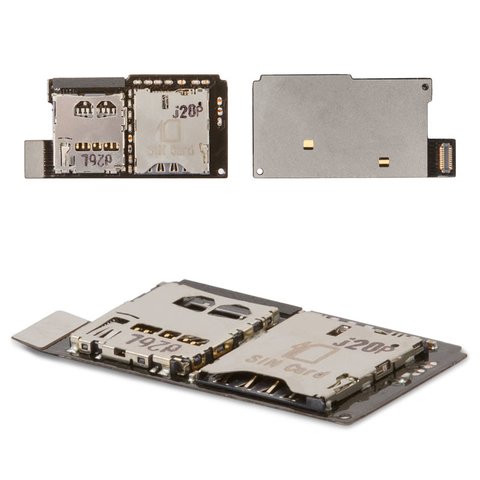 Конектор SIM карти для HTC C520e One SV, T528t One SV, з шлейфом, з конектором карти пам'яті