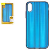 Чохол Baseus для iPhone XS, синій, матовий, з переливом, пластик, #WIAPIPH58-JG03