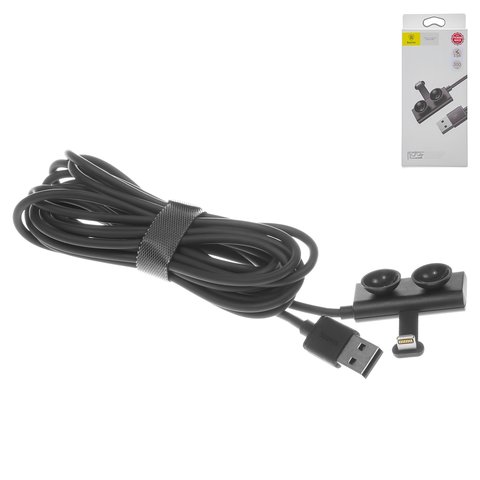 USB кабель Baseus Suction Cup Mobile Games, USB тип A, Lightning, 300 см, 1,5 А, чорний, #CALXP E01