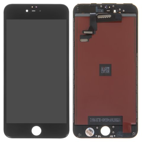 Дисплей для iPhone 6 Plus, чорний, з рамкою, Copy, Tianma, з пластиками камери та давача наближення