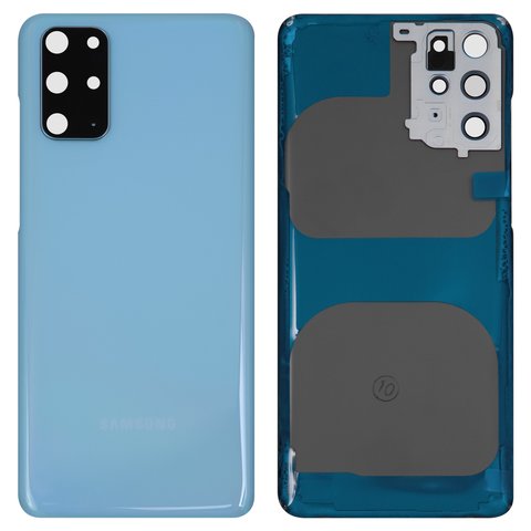 Задня панель корпуса для Samsung G985 Galaxy S20 Plus, G986 Galaxy S20 Plus 5G, синя, із склом камери, aura blue