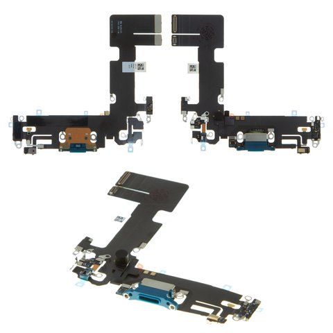 Шлейф для iPhone 13, коннектора зарядки, синий, с микрофоном, с компонентами, Original PRC , Lightning