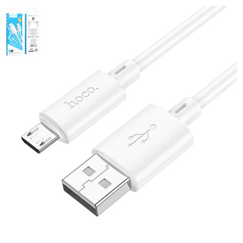USB кабель Hoco X88, USB тип A, micro USB тип B, 100 см, 2,4 А, белый, #6931474783332