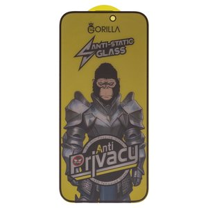 Защитное стекло Gorilla для Apple iPhone 16 Pro Max, совместимо с чехлом, Full Glue, Anti Static, Anti Peeping, черный