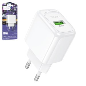 Мережевий зарядний пристрій Hoco CS52A, 18 Вт, Quick Charge, білий, 1 порт, #69420007631457