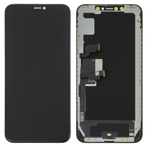 LCD compatible with iPhone XS Max, black, with frame, PRC, Self welded OEM 