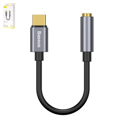 Adaptador Baseus L54, soporta micrófono, de USB tipo C a 3.5 mm, USB tipo C, TRS 3.5 mm, gris, #CATL54 0G