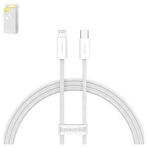 Cable USB Baseus Dynamic Series, USB tipo C, Lightning, 100 cm, 20 W, blanco, con revestimiento de nylon, #CALD000002