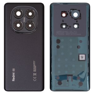 Panel trasero de carcasa puede usarse con Xiaomi Redmi Note 14 Pro 5G, negra, con vidrio de cámara, midnight black
