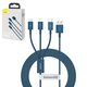 USB Cable Baseus Superior, (USB type-A, USB type C, micro USB type-B, Lightning, 150 cm, 3.5 A, dark blue, silicone, 3 in 1) #CAMLTYS-03