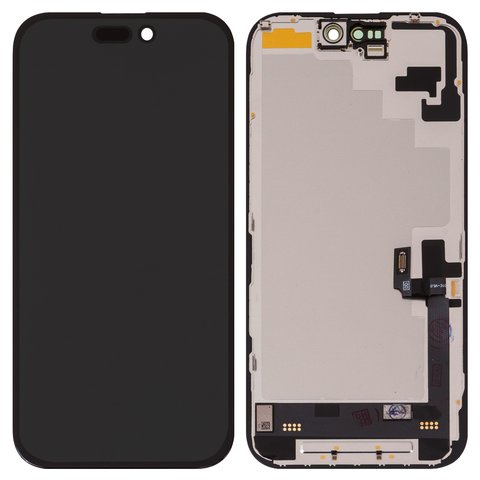 LCD compatible with iPhone 16, black, with frame, High Copy, without error, OLED  soft diagnosable, DD OLED 