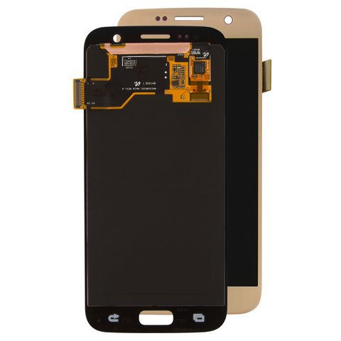 LCD compatible with Samsung G930 Galaxy S7, golden, without frame, Original PRC , original glass 
