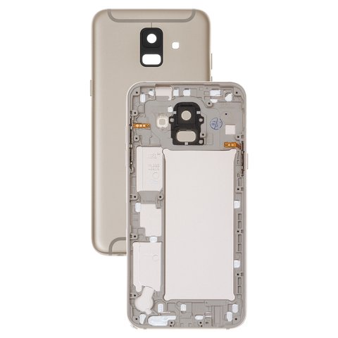 Housing Back Cover compatible with Samsung A600F Dual Galaxy A6 2018 , golden, with side button, with camera lens 
