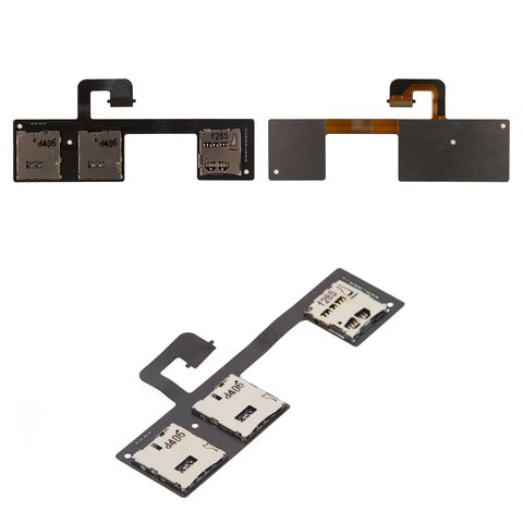 SIM Card Connector compatible with HTC One M7 Dual Sim 802w , dual SIM, with memory card connector, with flat cable 