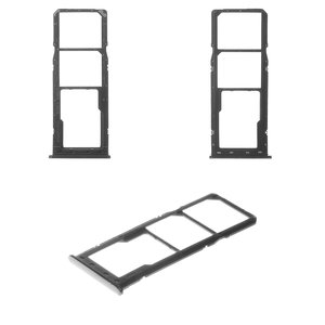 SIM Card Holder compatible with Samsung A205 Galaxy A20, A305 Galaxy A30, A505F DS Galaxy A50, black, with MMC holder 