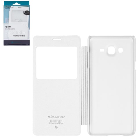 Case Nillkin Sparkle laser case compatible with Samsung G550 Galaxy On5, white, flip, PU leather, plastic  #6902048110700
