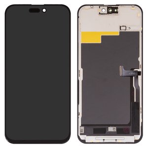 LCD compatible with iPhone 15 Pro Max, black, with frame, AAA, TFT , JK 