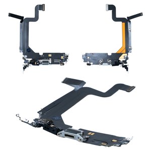 Cable flex puede usarse con iPhone 14 Pro Max, del conector de carga, gris, con micrófono, con componentes, Original PRC , silver