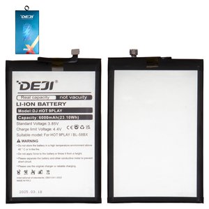 Batería Deji BL 58BX puede usarse con Infinix Hot 10 Play X688C , Hot 11 Play, Hot 9 Play X680 , Li ion, 3.85 V, 6000 mAh