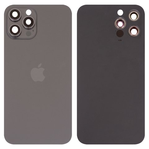 Задняя панель корпуса для iPhone 12 Pro Max, серая, со стеклом камеры, small hole, graphite