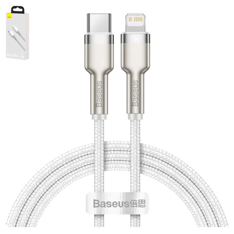 USB кабель Baseus Cafule Series Metal, USB тип C, Lightning, 100 см, 20 Вт, білий, #CATLJK A02