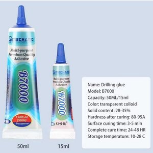 Клей герметик Mechanic B7000, для приклеивания тачскрина, дисплея, 15 мл, прозрачный