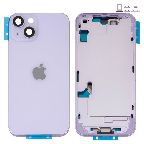 Корпус для iPhone 14, фиолетовый, с держателем SIM карты, с боковыми кнопками, Original PRC , EU version