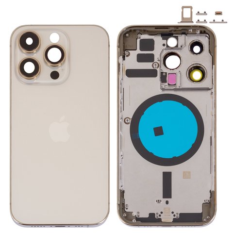 Корпус для iPhone 14 Pro, золотистий, з тримачем SIM карти, з боковими кнопками, Original PRC , EU Version, gold