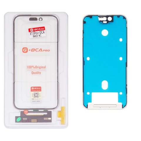 Сенсорний екран G+OCA PRO для iPhone 15 Pro, з рамкою, з ОСА плівкою, чорний, без мікросхеми