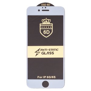 Захисне скло ESD 6D для Apple iPhone 6, iPhone 6S, сумісне з чохлом, Full Glue, Anti Static, без упаковки , білий