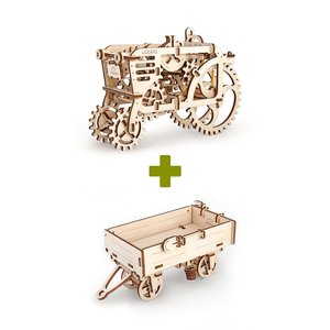 Механічний 3D-пазл UGEARS Набір 2 в 1: Трактор + Причіп Механічний 3D-пазл UGEARS Набір 2 в 1: Трактор + Причіп